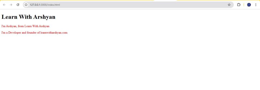 Internal CSS Example Output
