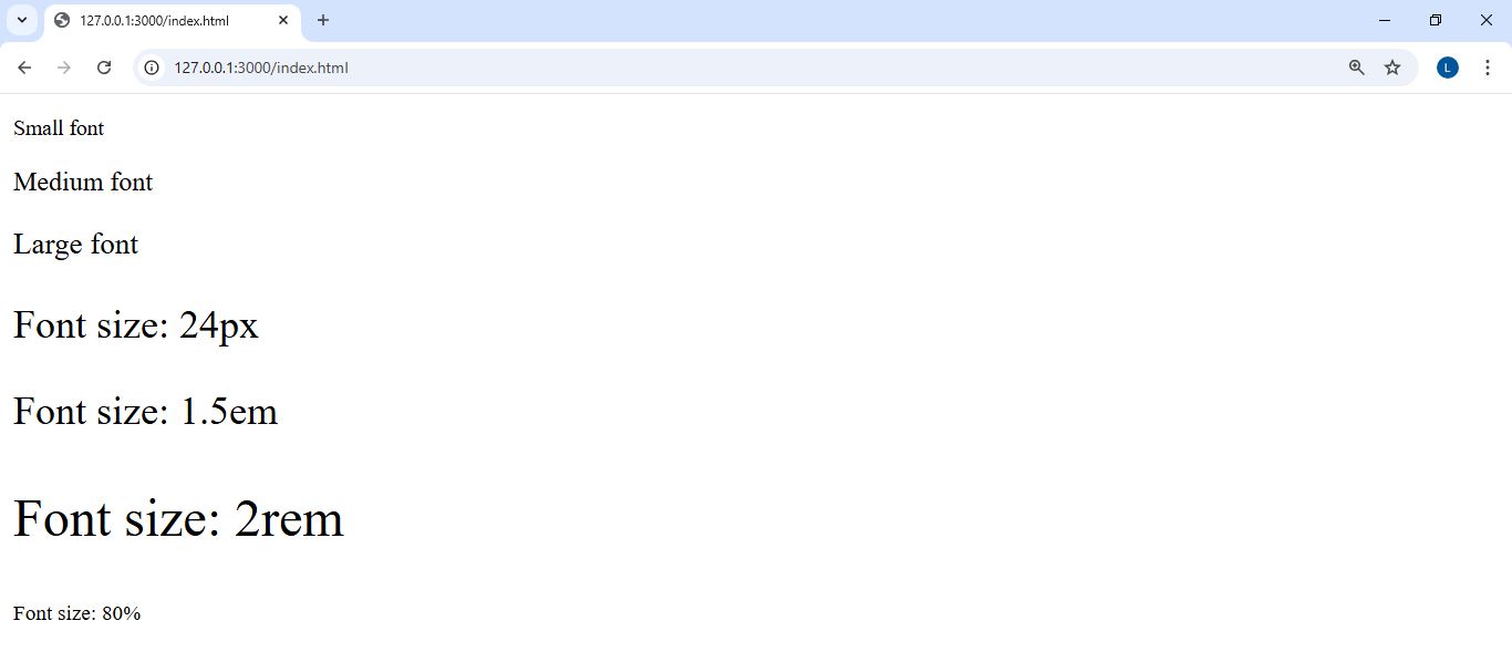 Font Size Example