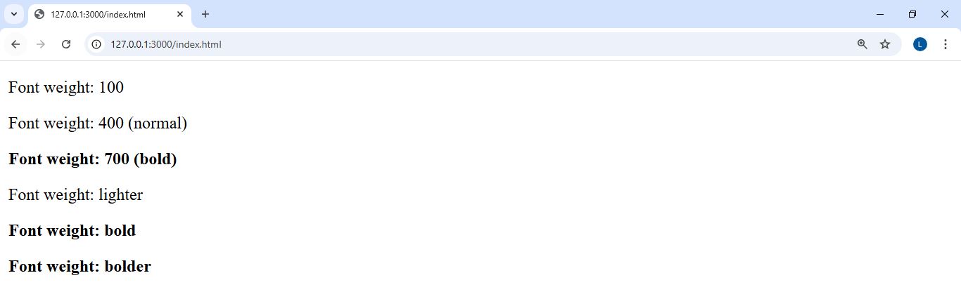 Font Weight Example