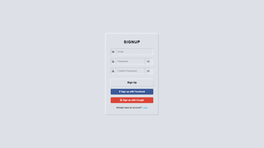 Neumorphism Login & Signup Form HTML CSS JS